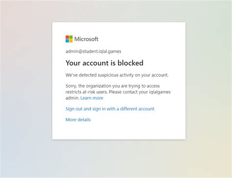 Account has been blocked error when sign in to Microsoft 365.